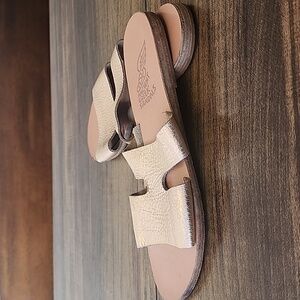 Ancient Greek Sandals Rose Gold Apteros Leather Slides - 39 9 US